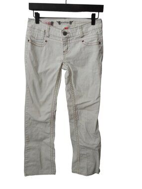 Freestyle Revolution Flare Womens White Brown stitching Jeans size 3